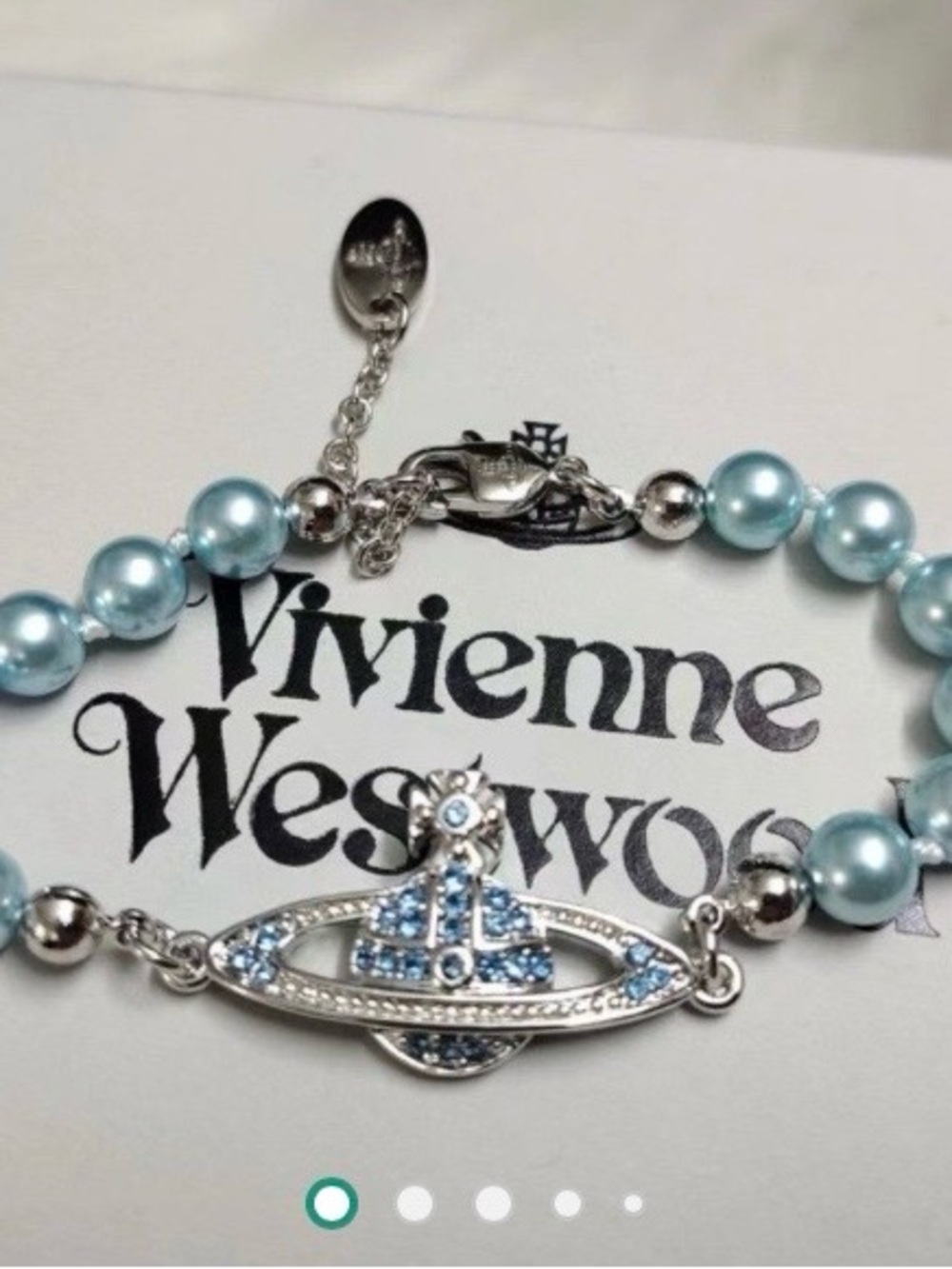 Vivian Westwood Giant Blue Pearl Saturn Orb Bracelet - Picture 2 of 3